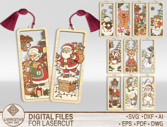 Christmas Character Wood Bookmark SVG Bundle 1