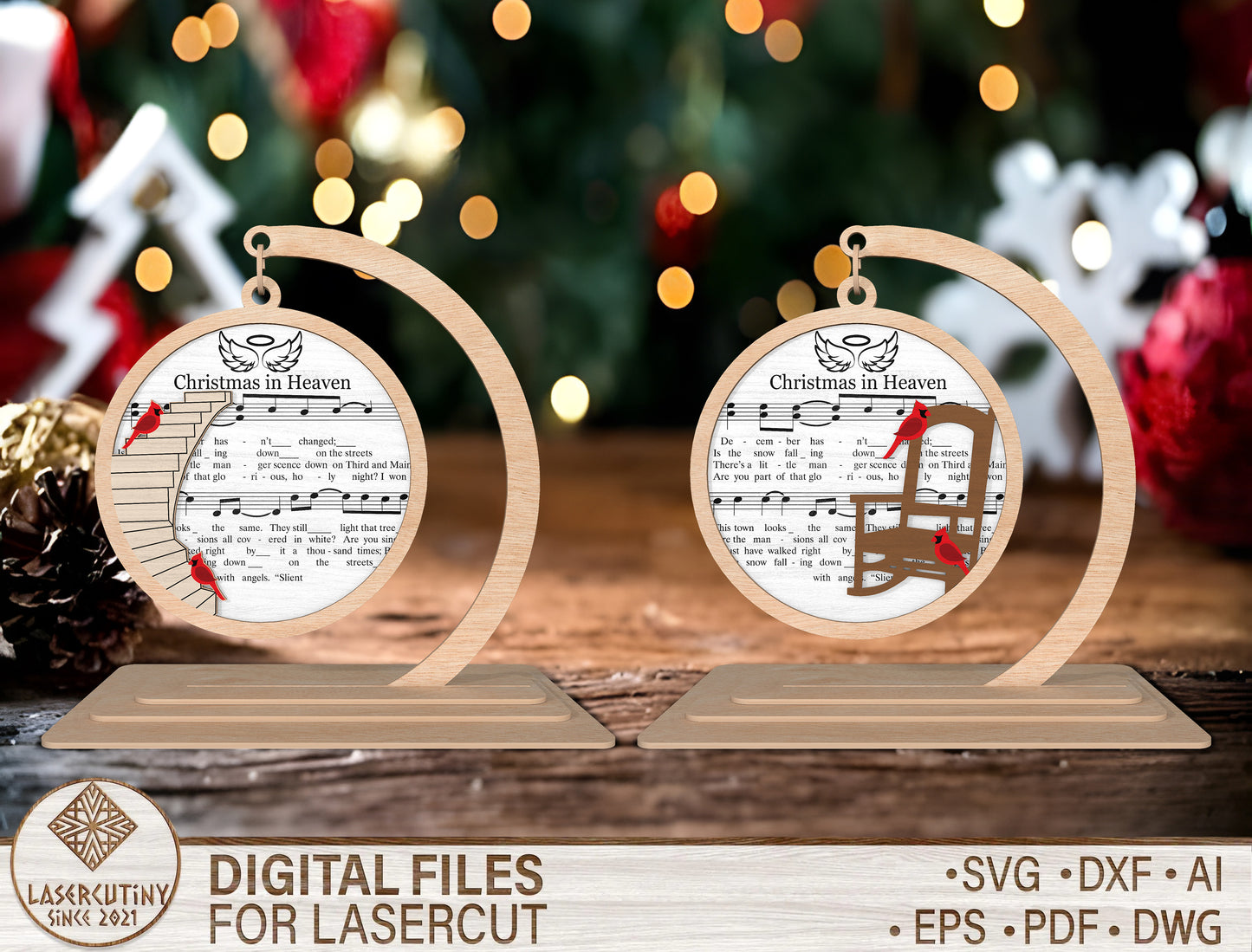Christmas In Heaven SVG Memorial Tabletop Laser Cut File