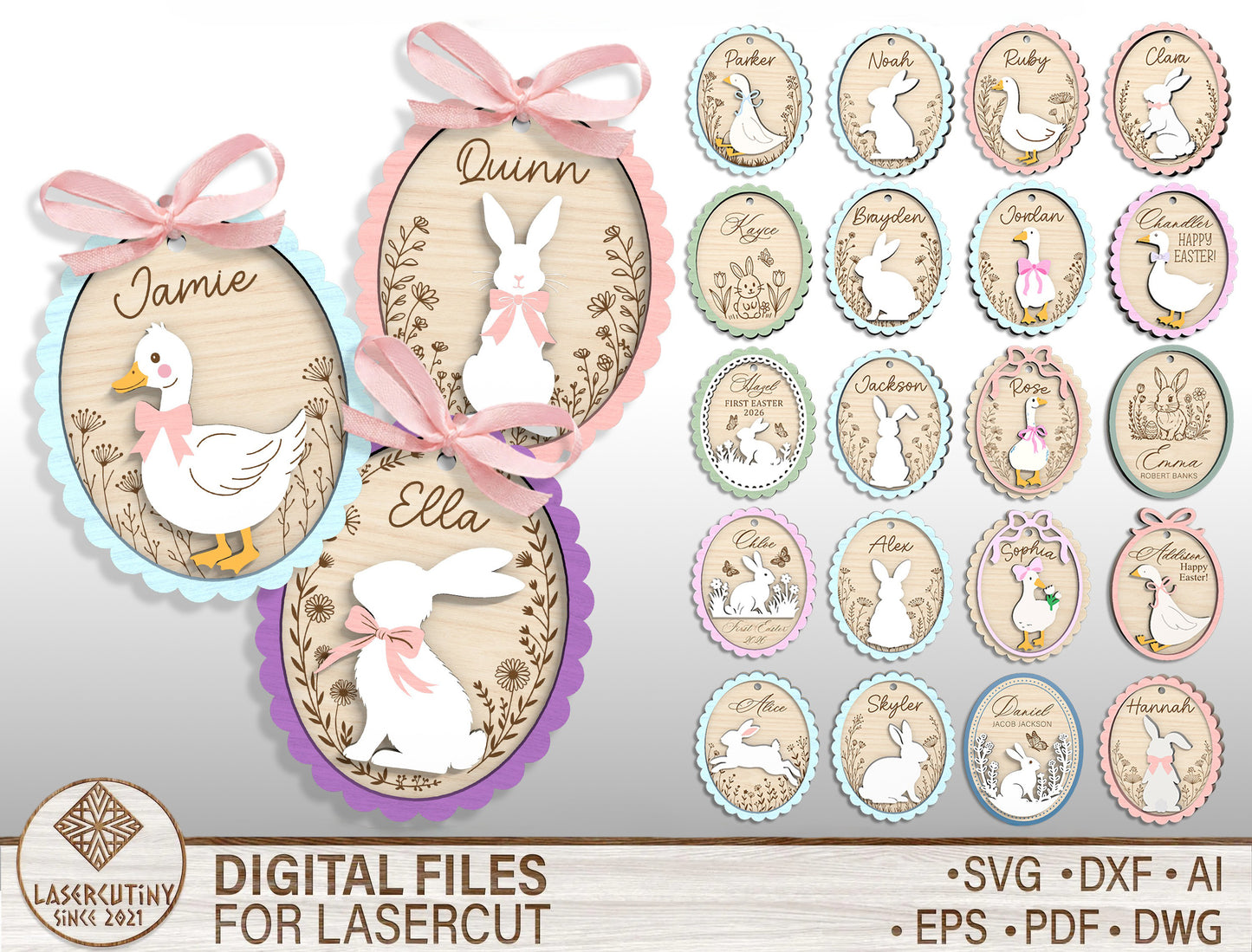 Easter Basket Tag Ornament SVG 23 Designs Laser Cut for Glowforge and xTool
