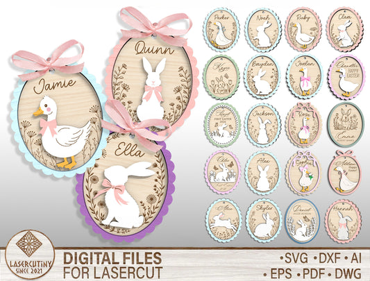 Easter Basket Tag Ornament SVG 23 Designs Laser Cut for Glowforge and xTool