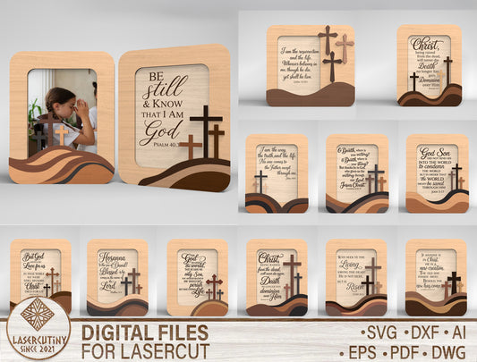 Bible Verse Cross Frames SVG 13 Layered Desk Decor for LightBurn and Glowforge