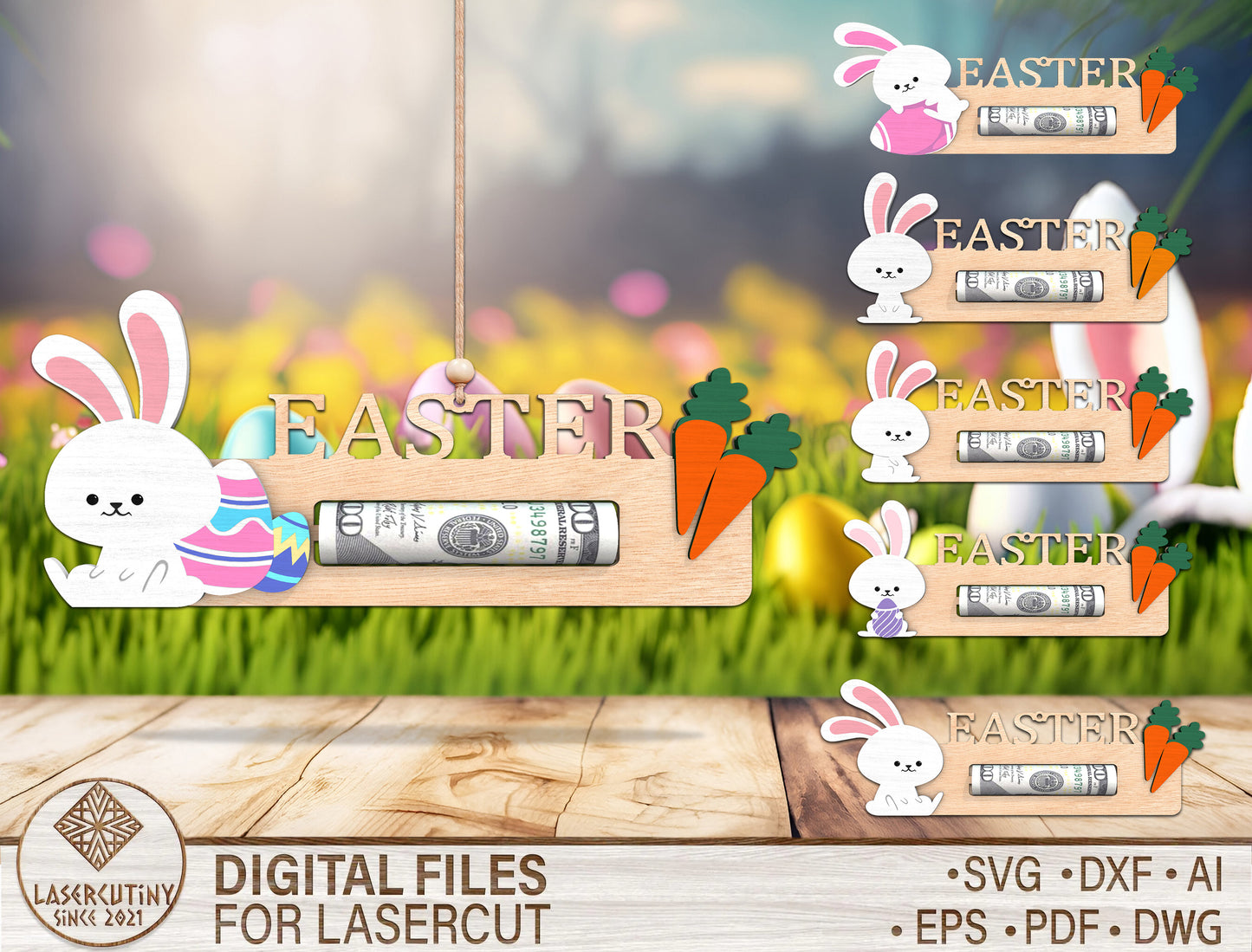 Easter Bunny Money Holder SVG Cash Holder Gift for xTool and Glowforge