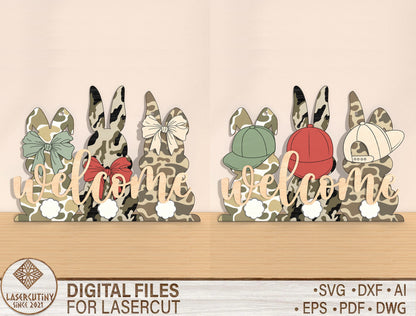 Easter Bunny Welcome Tabletop Sign SVG Spring for Glowforge and xTool
