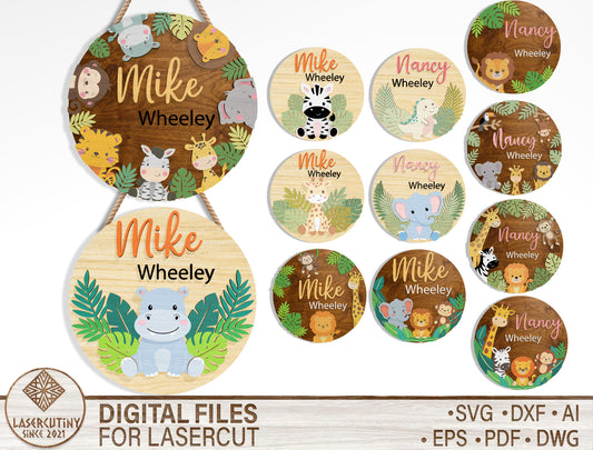Safari Name Sign SVG Bundle Laser Cut File for Glowforge and xTool