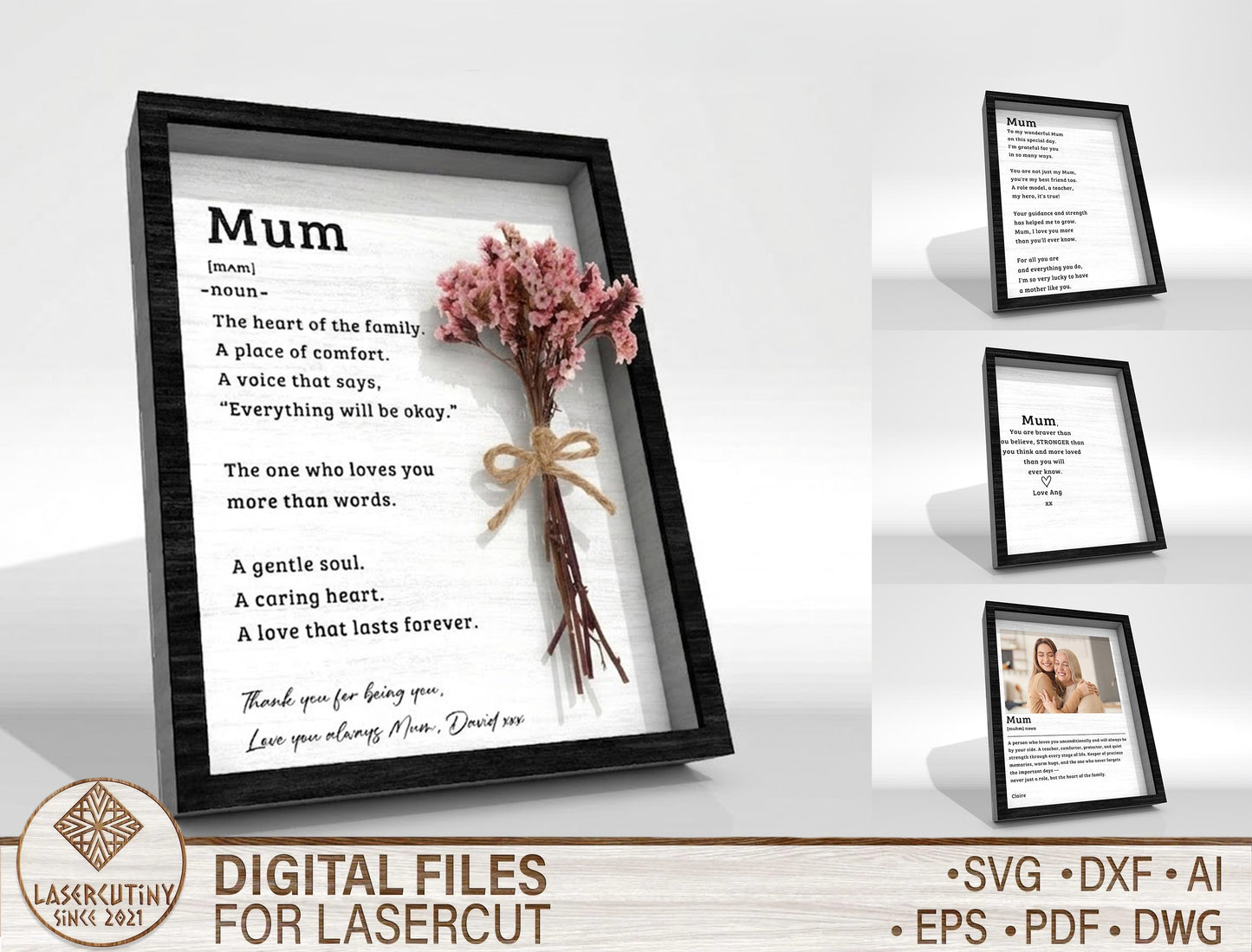 Mum Definition Frame Sign SVG Bundle for LightBurn and xTool