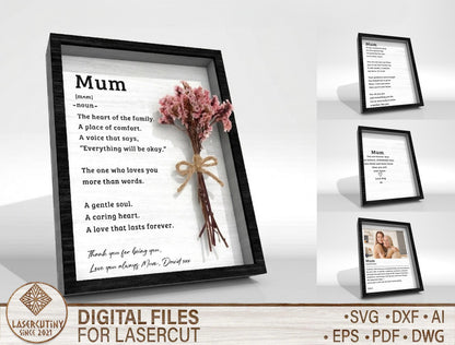 Mum Definition Frame Sign SVG Bundle for LightBurn and xTool