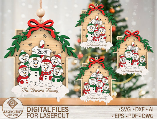 Personalized Family Christmas House Ornament SVG 1