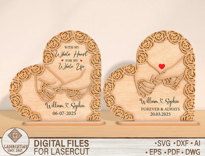 Mom Rose Heart Sign SVG Mother's Day Floral Plaque for Glowforge