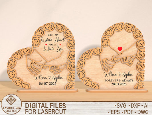 Mom Rose Heart Sign SVG Mother's Day Floral Plaque for Glowforge