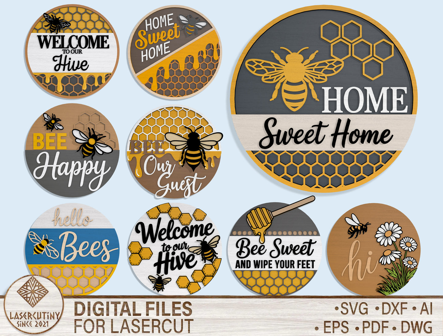 Welcome To Our Hive SVG Laser Cut File Bundle for Glowforge and LightBurn