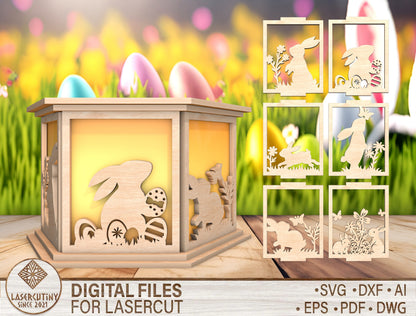 Easter Bunny Lantern Decor SVG Spring Bunny Light for LightBurn and xTool
