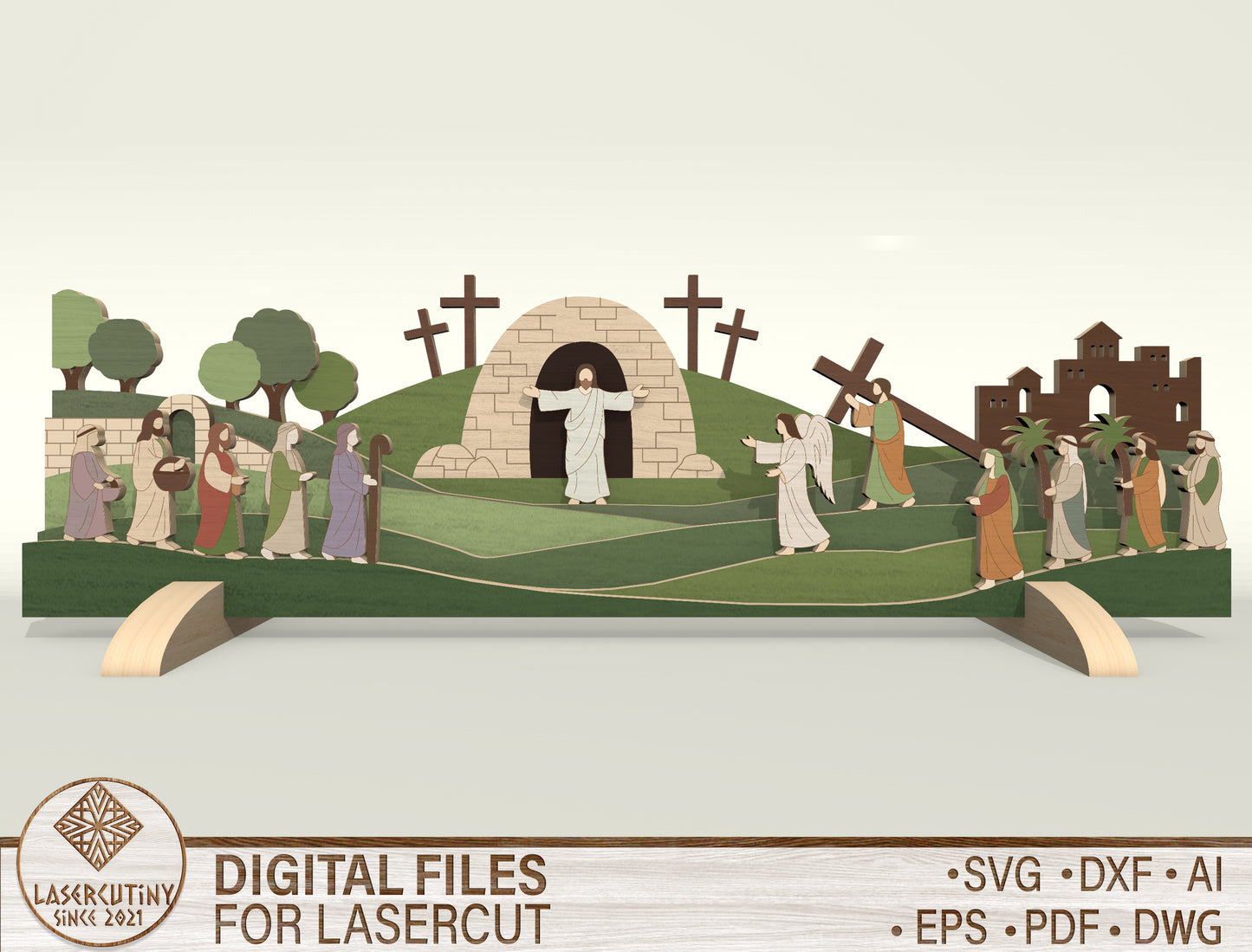 Easter Resurrection Scene Multilayer SVG Jesus for Glowforge and xTool