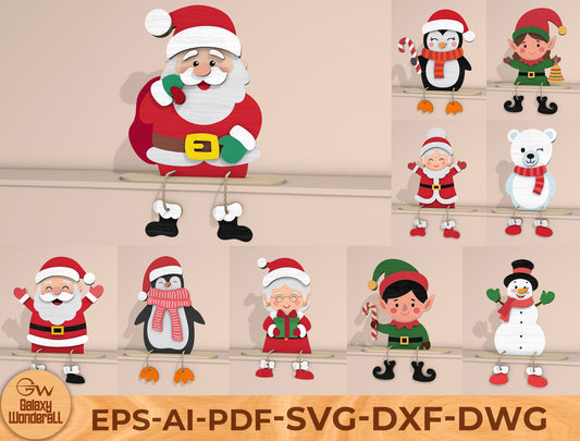 Christmas Character Shelf Sitter Laser Cut File | Ready to Cut | Glowforge, xTool, LightBurn, etc.