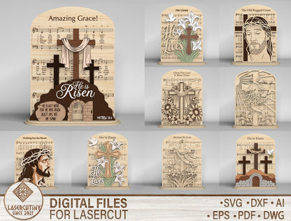 Easter Shelf Sitter SVG 9 Christian Easter Designs for LightBurn and Glowforge