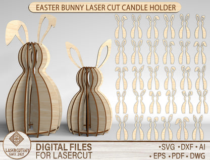 Easter Bunny Candle Holder SVG Bundle Bunny Lantern for xTool and LightBurn