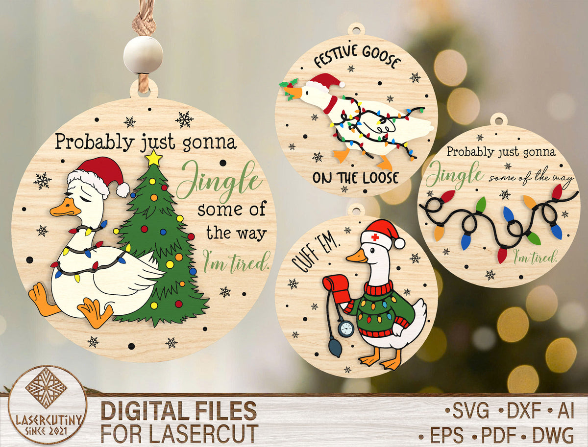 Funny Christmas Goose Ornament SVG Bundle 1