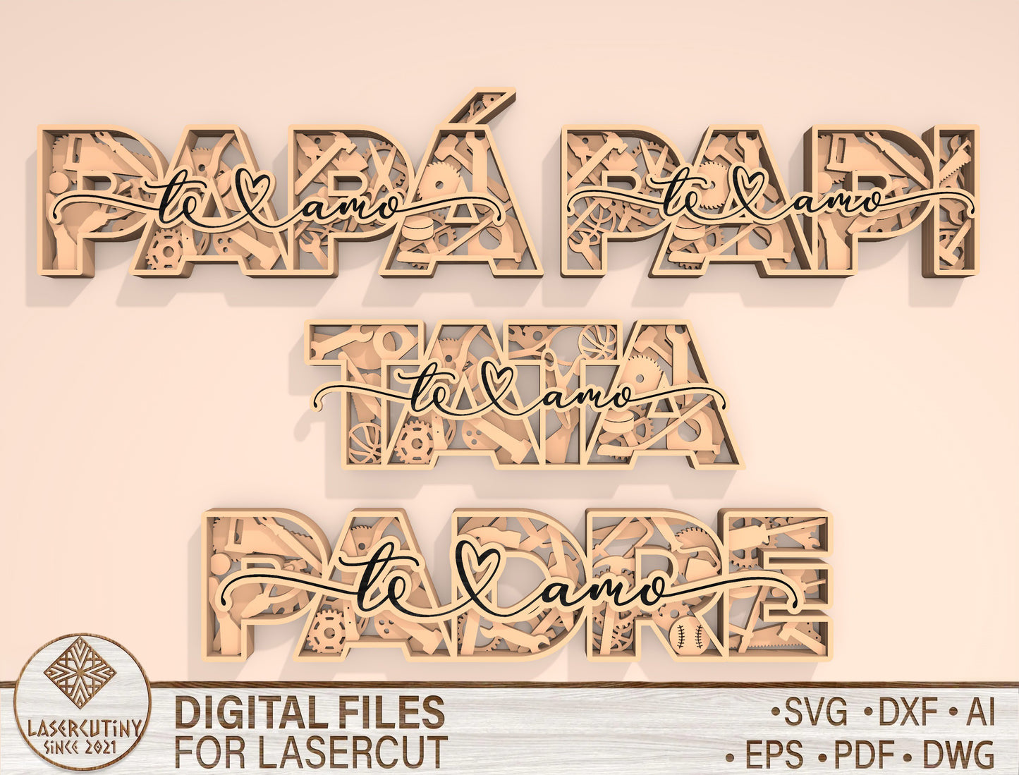Personalized Papa Tool Name Sign SVG Laser Cut File for Glowforge and xTool