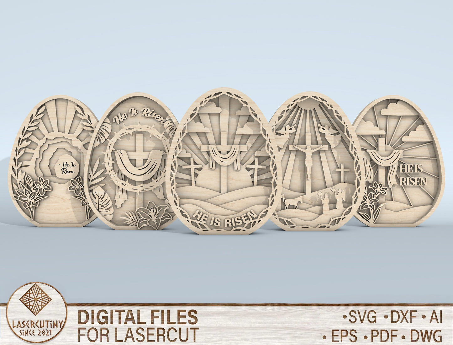 Multilayer Easter Cross SVG Bundle Christian Scene for xTool and LightBurn