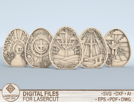 Multilayer Easter Cross SVG Bundle Christian Scene for xTool and LightBurn