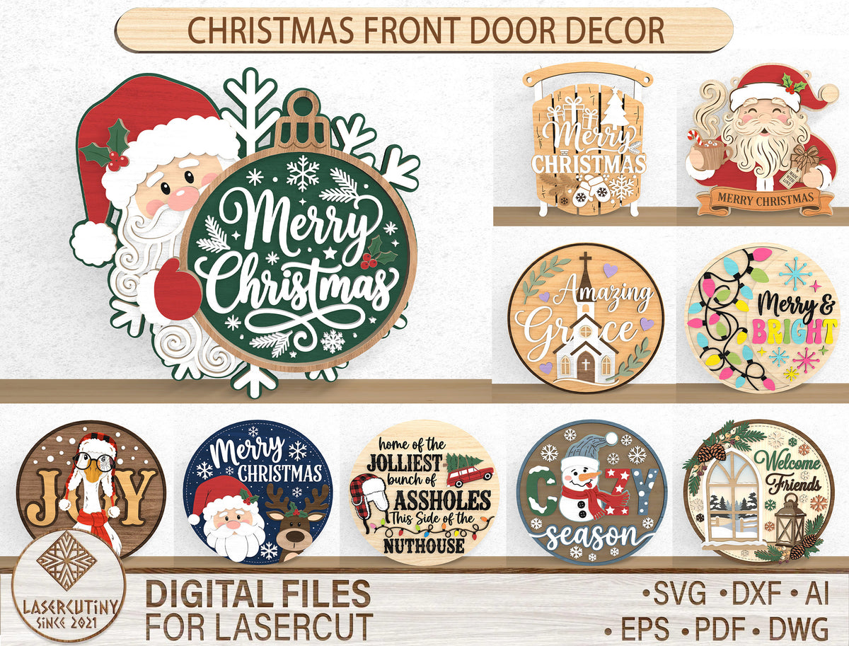 Christmas Rustic Door Hanger SVG Bundle Designs 1