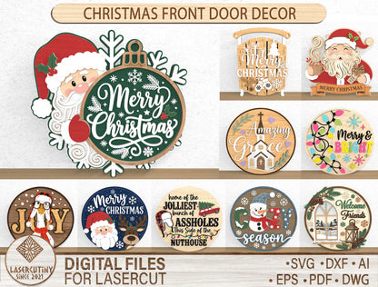 Christmas Rustic Door Hanger SVG Bundle Designs 1
