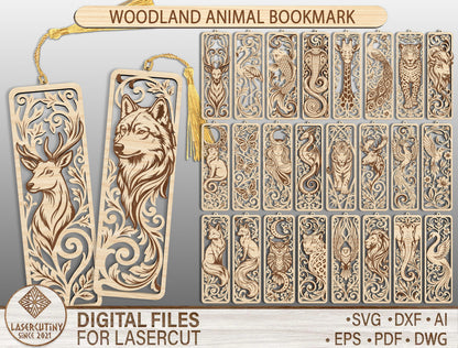 Woodland Animal Bookmark SVG Bundle 26 Designs for LightBurn Glowforge xTool