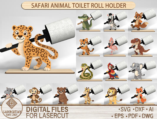 Safari Toilet Roll Holder SVG Bundle for Glowforge and LightBurn