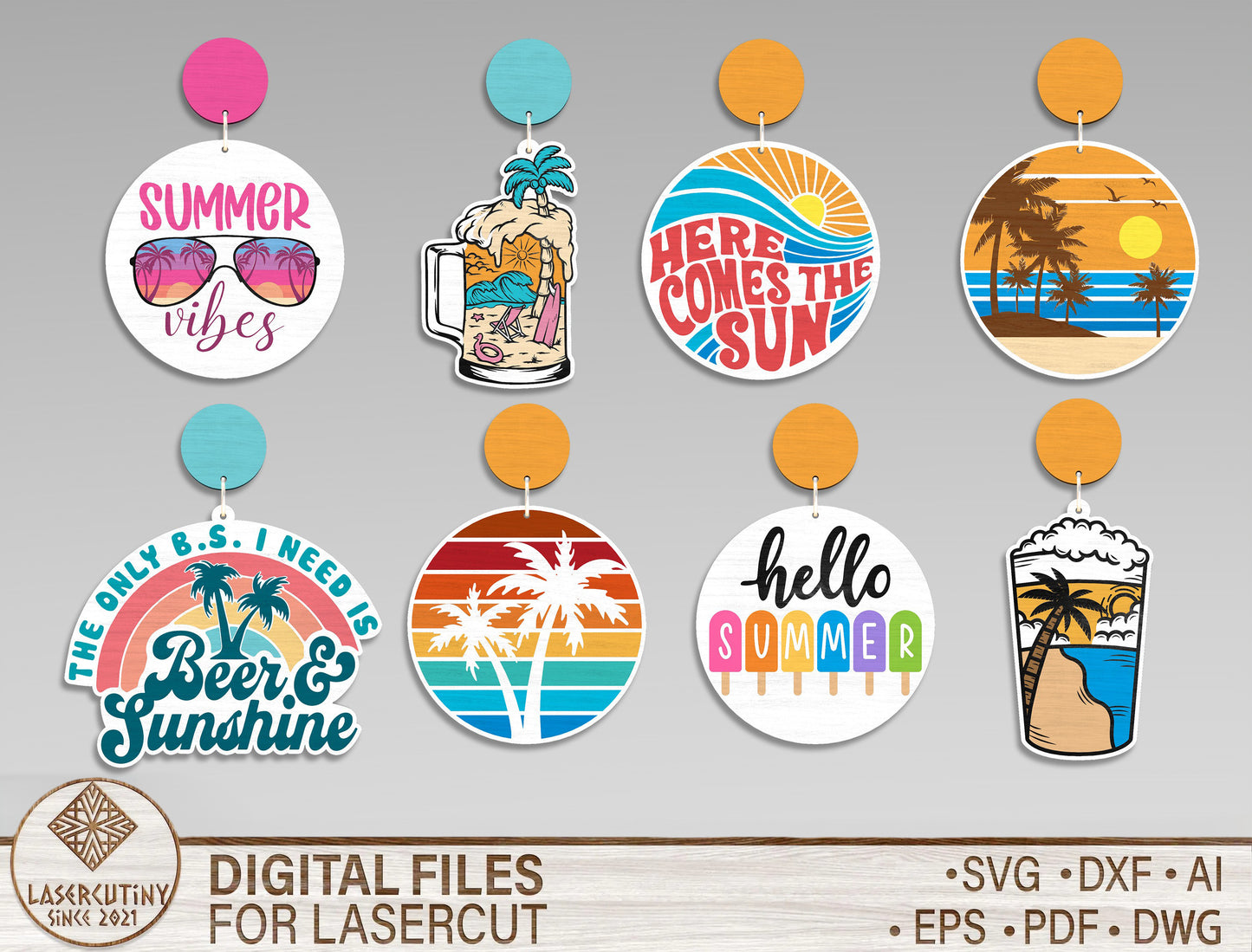 Summer Earrings SVG Bundle Laser Cut File for xTool and Glowforge