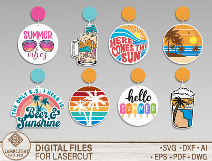 Summer Earrings SVG Bundle Laser Cut File for xTool and Glowforge