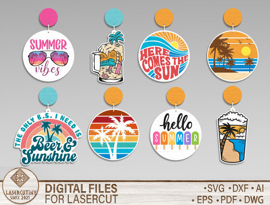 Summer Earrings SVG Bundle Laser Cut File for xTool and Glowforge