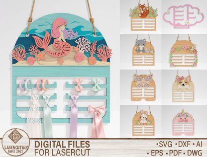 Animal Bow Holder SVG Bundle for xTool and Glowforge Laser Cut File