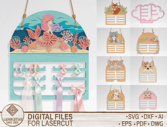 Animal Bow Holder SVG Bundle for xTool and Glowforge Laser Cut File