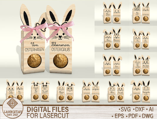 Easter Bunny Chocolate Holder SVG Bundle 25 Designs for Glowforge and xTool