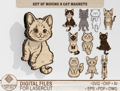 Moving Cat Magnet SVG Bundle for Glowforge and xTool
