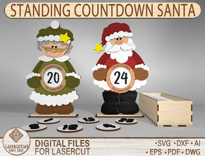 Standing Countdown Mr & Mrs Claus SVG Set 1