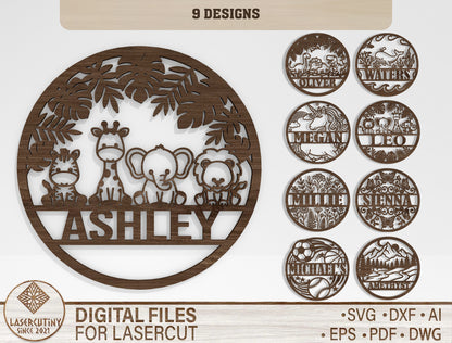 Animal Name Sign SVG Bundle Laser Cut File for Glowforge and xTool