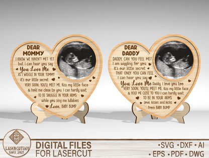 Ultrasound Mom and Dad Heart Sign SVG Bundle for Glowforge