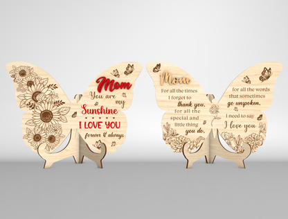 Mom Butterfly Quote Sign SVG Bundle for LightBurn and xTool