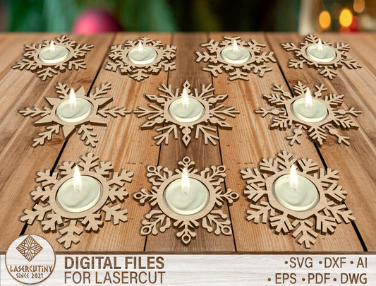 Snowflake Tealight Candle Holder SVG Bundle 1