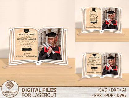 Graduation Photo Frame Book SVG Laser Cut File for Glowforge and xTool