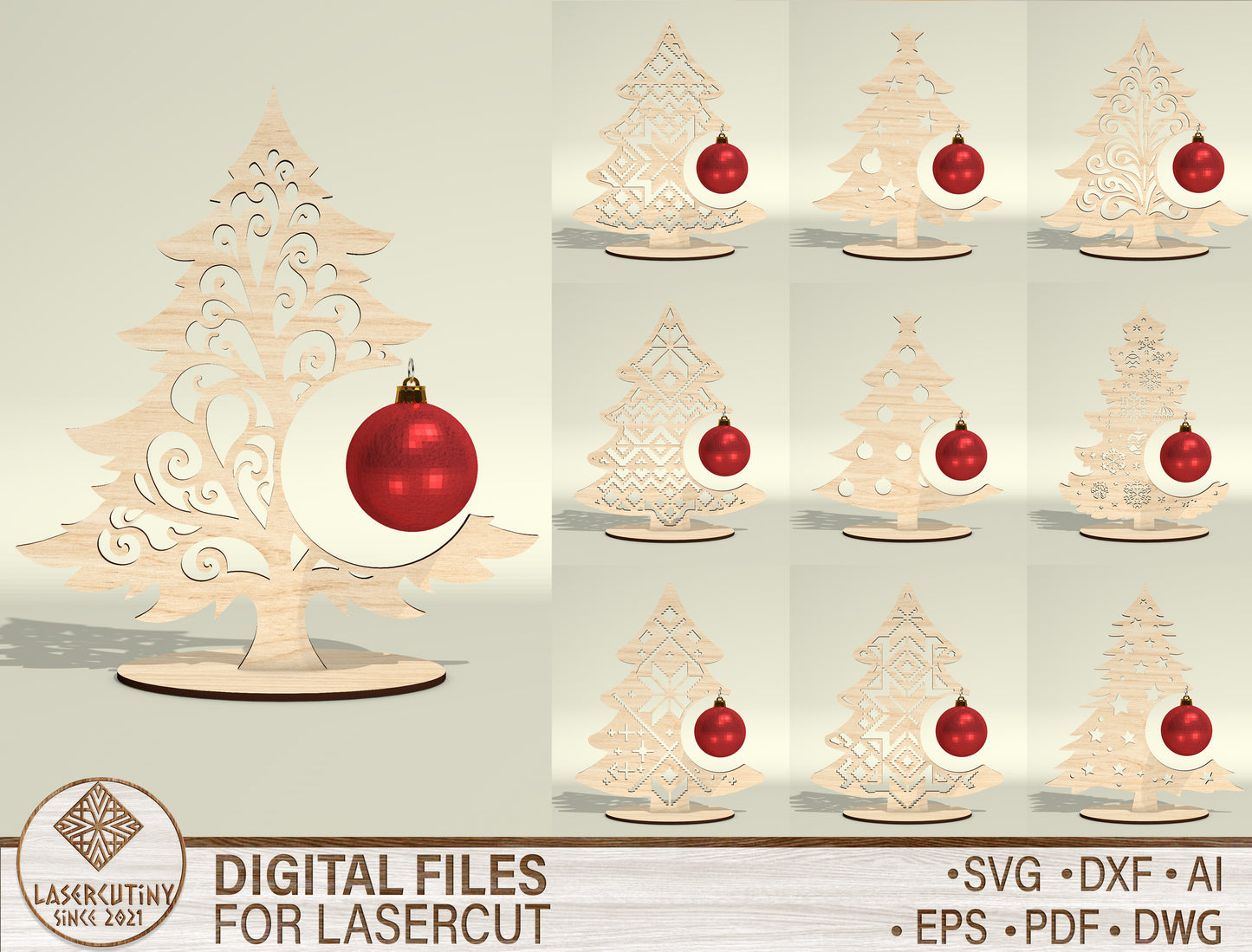 Personalized Photo Christmas Tree Ornament Laser Cut File | Ready to Cut | Glowforge, xTool, LightBurn, etc.