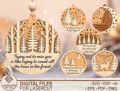 Winter Forest Memorial Ornament SVG Bundle for xTool and Glowforge