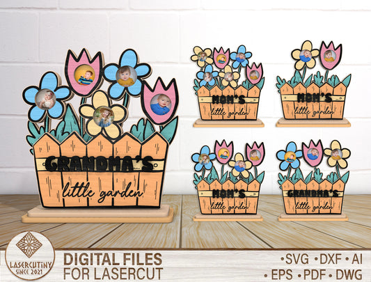 Easter Flower Photo Frame SVG Spring Floral Wooden for Glowforge and xTool