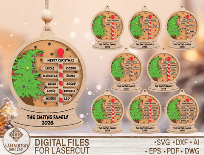 Personalized Family Name Snow Globe Christmas Ornament SVG 1