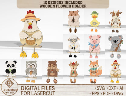 Animal Shelf Sitters SVG Bundle Laser Cut File for xTool and Glowforge