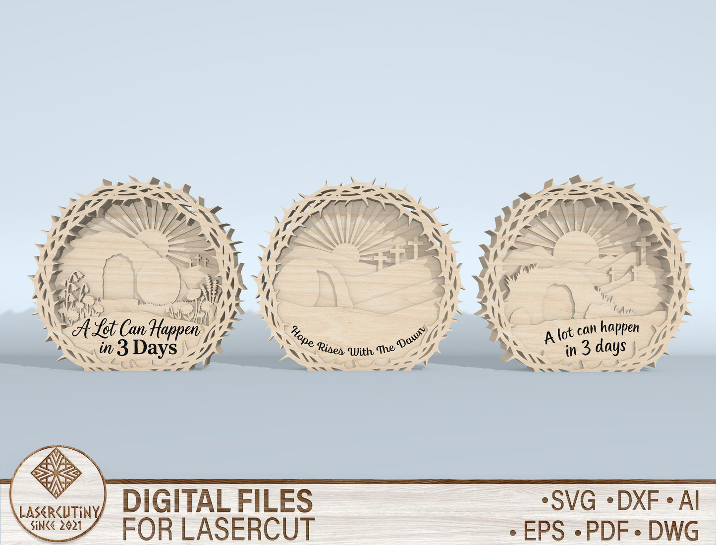 Easter Cross Multilayer SVG Bundle Jesus Scene for Glowforge and xTool