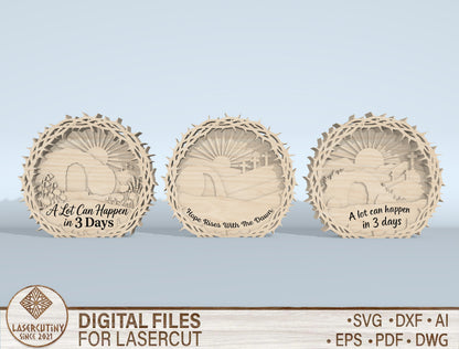 Easter Cross Multilayer SVG Bundle Jesus Scene for Glowforge and xTool