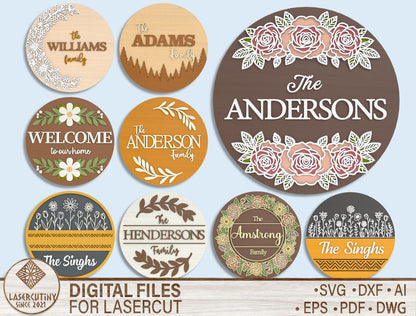 Personalized Family Name Sign SVG Laser Cut File for Glowforge