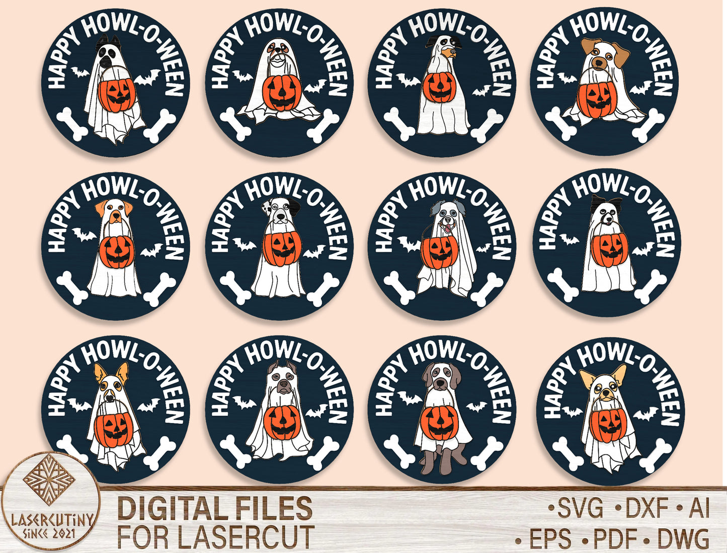 Happy Howloween Dog Door Sign SVG Laser Cut File for Glowforge