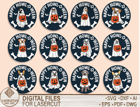 Happy Howloween Dog Door Sign SVG Laser Cut File for Glowforge